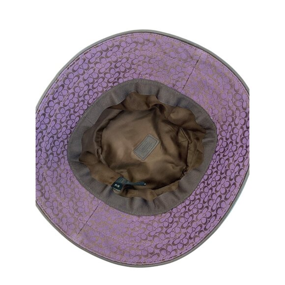 Coach Women's Purple Logo Pattern Bucket Hat Leather  Buckle Trim Small 7304 - Picture 2 of 8